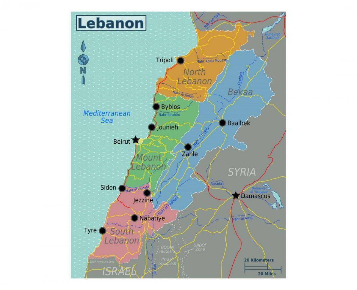 kaart Liibanoni turist